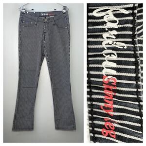 Farlow Skinny Boot Jeans Size 5 Charcoal White Striped Denim Low Rise Conductor